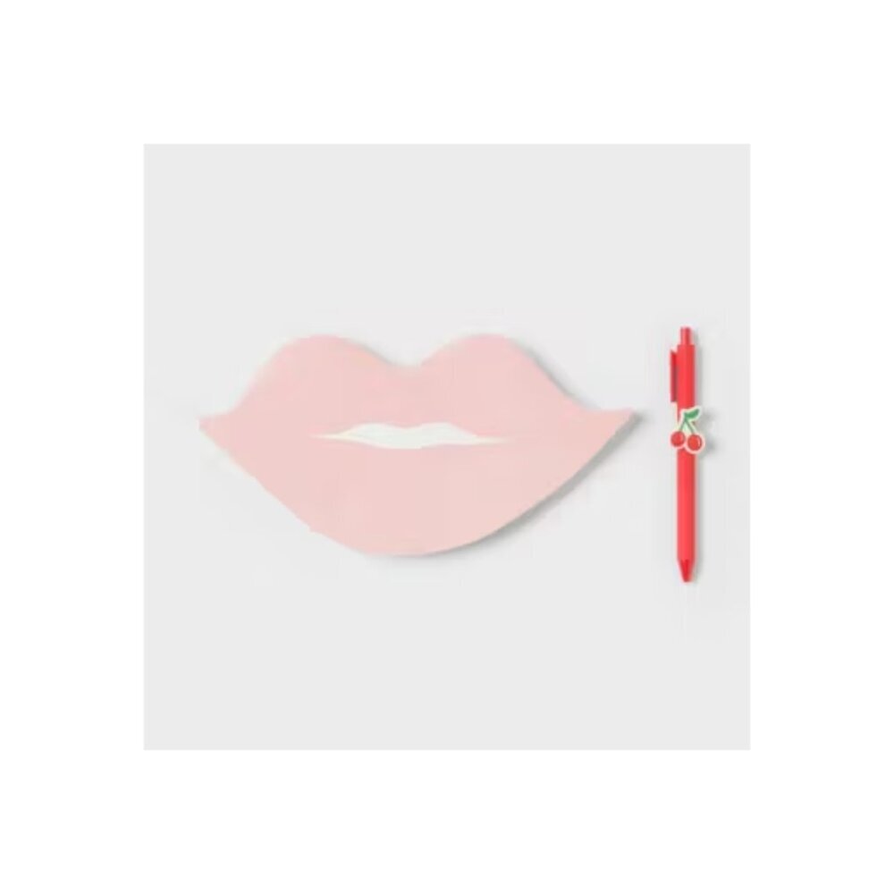 Lips Notepad with Cherry Pen Set